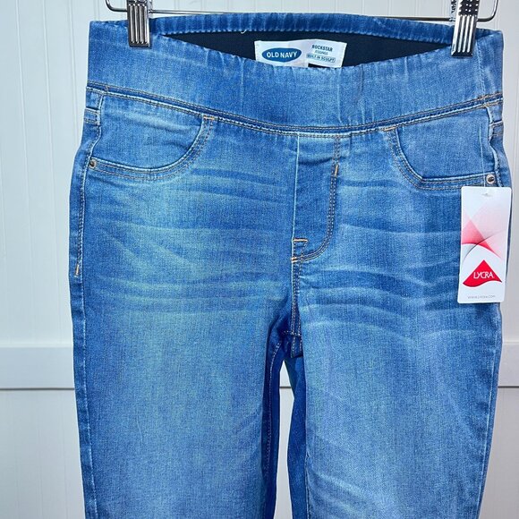 NWT Old Navy Rockstar Super Skinny Pull-On Jeggings Jeans Blue Denim Women's 0 - Picture 1 of 13
